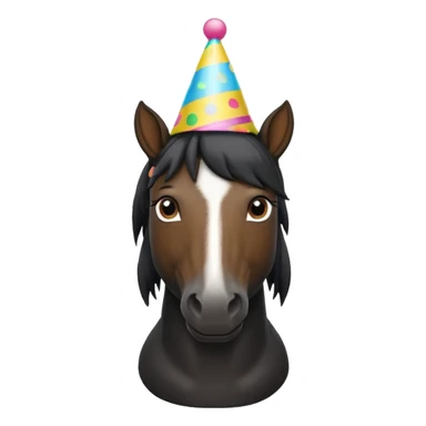 black horse in t shirt with party hat front view sticker