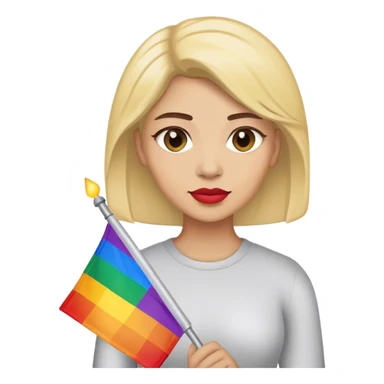 woman with lgbt flag sticker