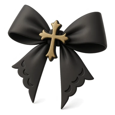 pink gothic bow, variation 2, 3D black style sticker
