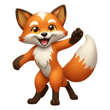 fox greeting with waving paws sticker