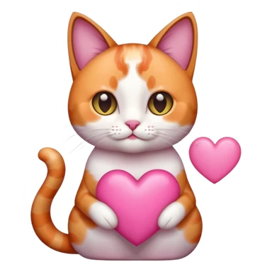 cat holding a pink heart sticker