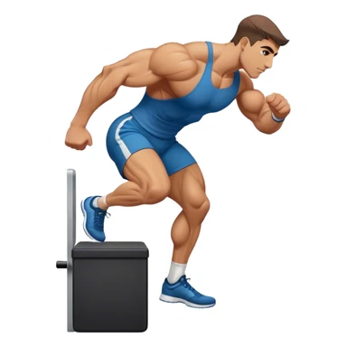buff man step onto plyo-box side-view sticker