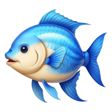blue happy fish directly from side looking west sticker