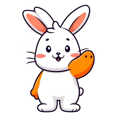 pastel blue bunny with cloud, blowing a kiss with sparkles sticker