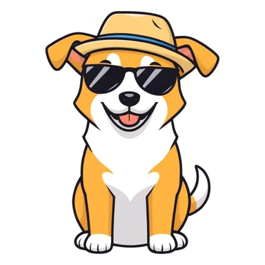 Dog with floss hat sunglasses and smiling sticker