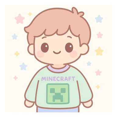 boy in a Minecraft jumper, kawaii style sticker