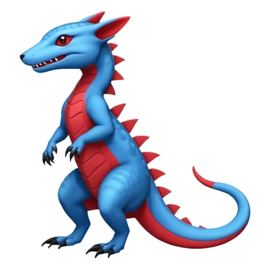Blue red black white Salandit-genet-Salamence-fusion-hybrid-creature (full body) sticker