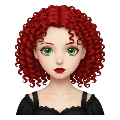 pale girl , From green eyes with curly hair to red shoulder, with the gothic and 2000s style sticker