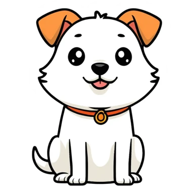 a scared dog, cartoonish sticker style sticker