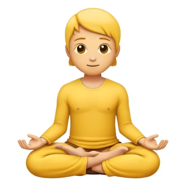 classic yellow emoji meditating, sitting cross-legged, peaceful expression sticker