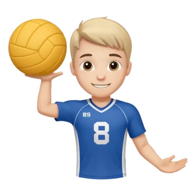 Cute mini guy with volleyball and has a jersey the reads B S sticker