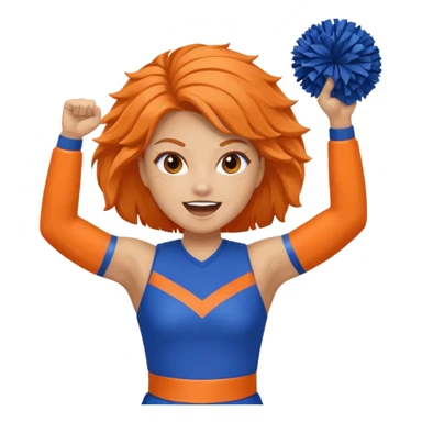 cheerleader  within a circle of shades of orange and blue With her, Boom Boom, and cheering sticker