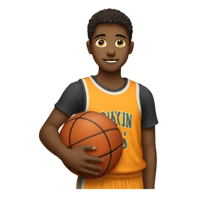 Boy holding basketball sticker