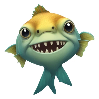 monster fish with human arms sticker