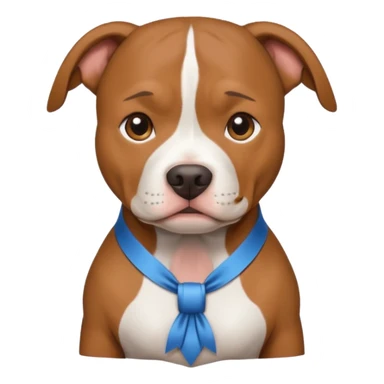 pitbull with head ribbon and shirt sticker