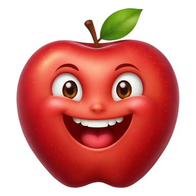 A bitten apple with a big smile and expressive eyes sticker