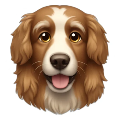 fluffy brown dog with long hair and brown nose sticker