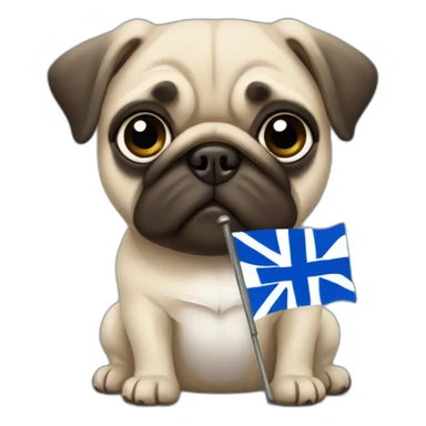 pug holding a inverted finnish flag sticker