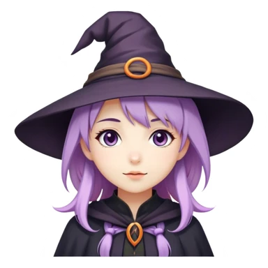 cute anime girl with lilac hair in a witch hat in love sticker