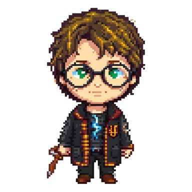 Harry Potter with glasses and a lightning scar sticker