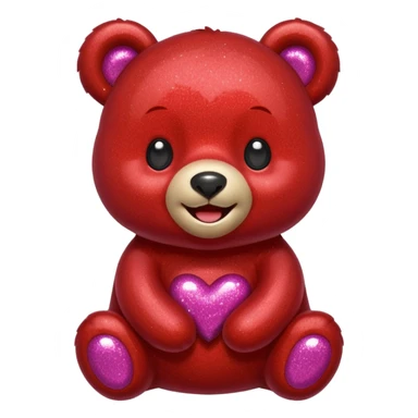 red glitter sweet bear Happy  sticker