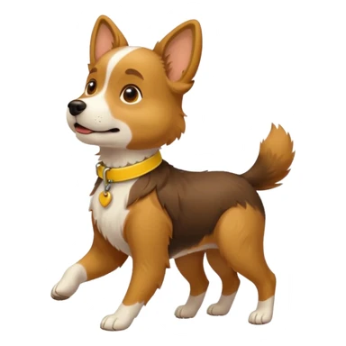 dog walking wearing yellow collar sticker