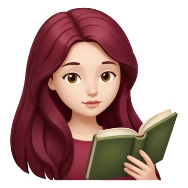 A beautiful, burgundy long haired girl reading a book sticker