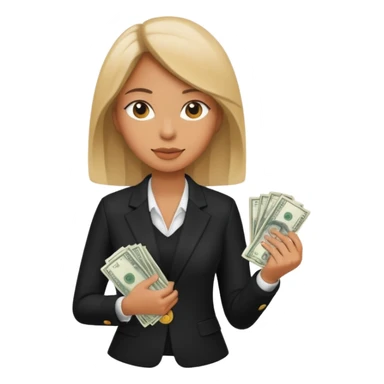 woman holding lots of money sticker