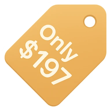 icon with text 'Only $197', color icon style, bold, friendly, modern, clear, rounded font, price tag or label element sticker
