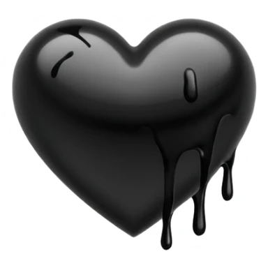 black ink heart emoji with ink streaks, isolated on white background sticker