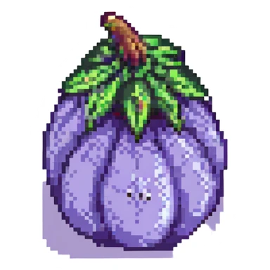 an eggplant pixel art sticker