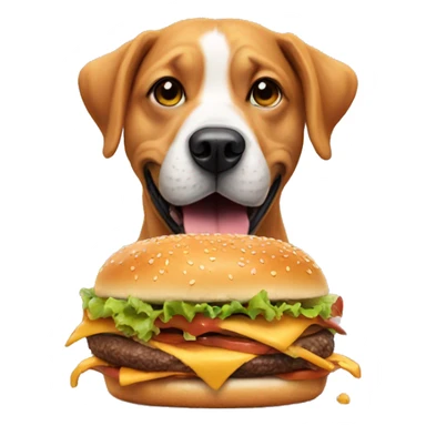 dog eating burger sticker