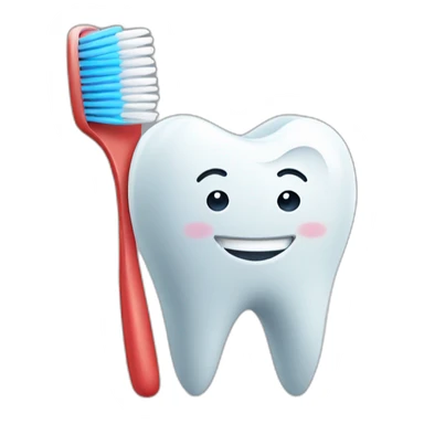 Smiling tooth holding a toothbrush sticker