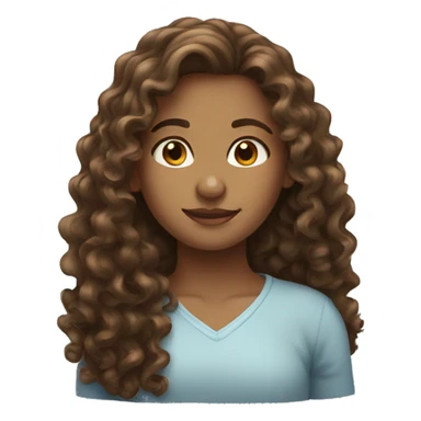 Long brown curly hair girl sticker