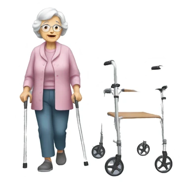 Old lady with walker sticker