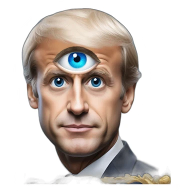 president macron with a third eye sticker