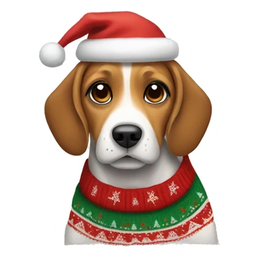 Beagle wherein a Christmas sweater sticker