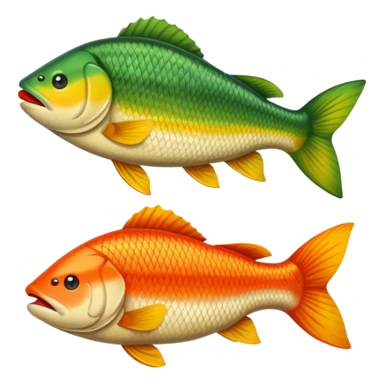 generate perch, carp and pike emoji in apple emoji style sticker