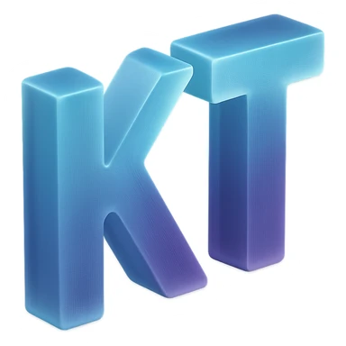 the letters KT with a fancy colorful gradient for the color with blue and purple sticker