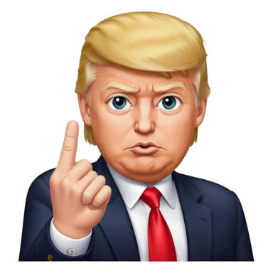 donald trump shows one finger photorealistic sticker