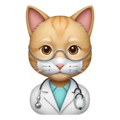 doctor cat, white coat, medical mask sticker