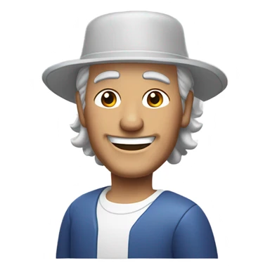 Older white guy with shoulder length grey hair in a Burger King hat smiling  sticker