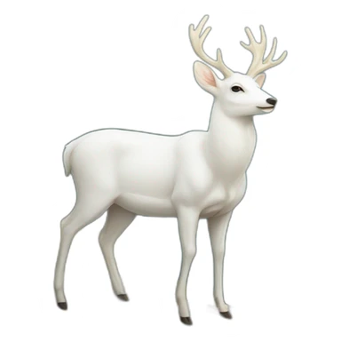 White deer at the top of hill behind sea sticker