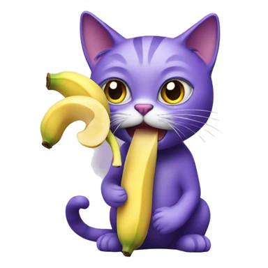 Purple cat eating banana sticker