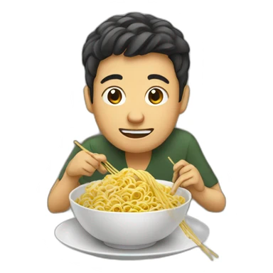 Indonesian guy eating noodles sticker