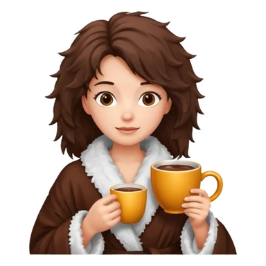 {
      "type": "human",
      "look": "fluffy robe woman, messy hair, holding cup of cocoa",
    } sticker