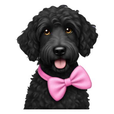 Dog black labradoodle with a pink scrunchie sticker