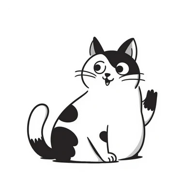 fluffy cat hand-drawn doodle style sticker