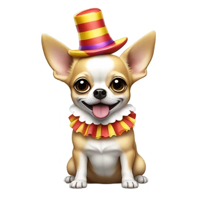 a small fat blonde chihuahua with a clown costume  sticker