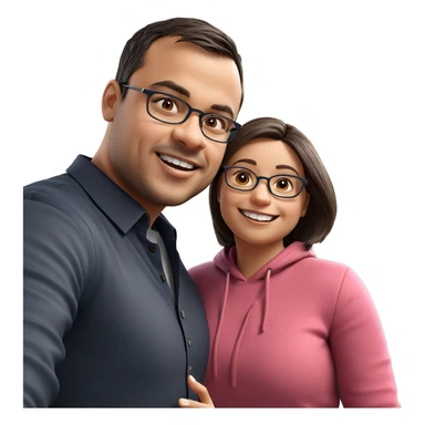 happy couple with glasses sticker